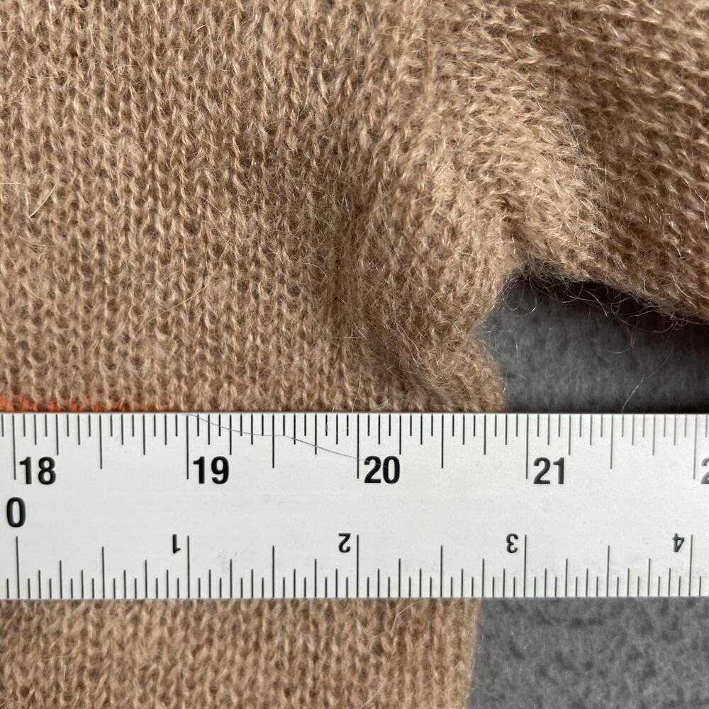 Line & Dot Sweater Womens Small Tan Orange Stripe Wool Blend Crewneck Pullover - Picture 6 of 7